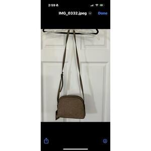 Brown Embossed Crossbody Bag with Adjustable Strap